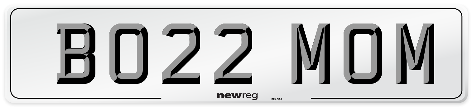 BO22 MOM Number Plate from New Reg